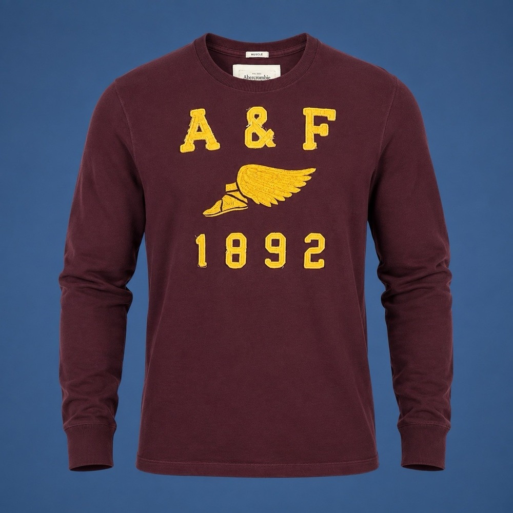 Abercrombie & Fitch Y2K Long Sleeve T-Shirt Men's XL Single Stitch Puff Print